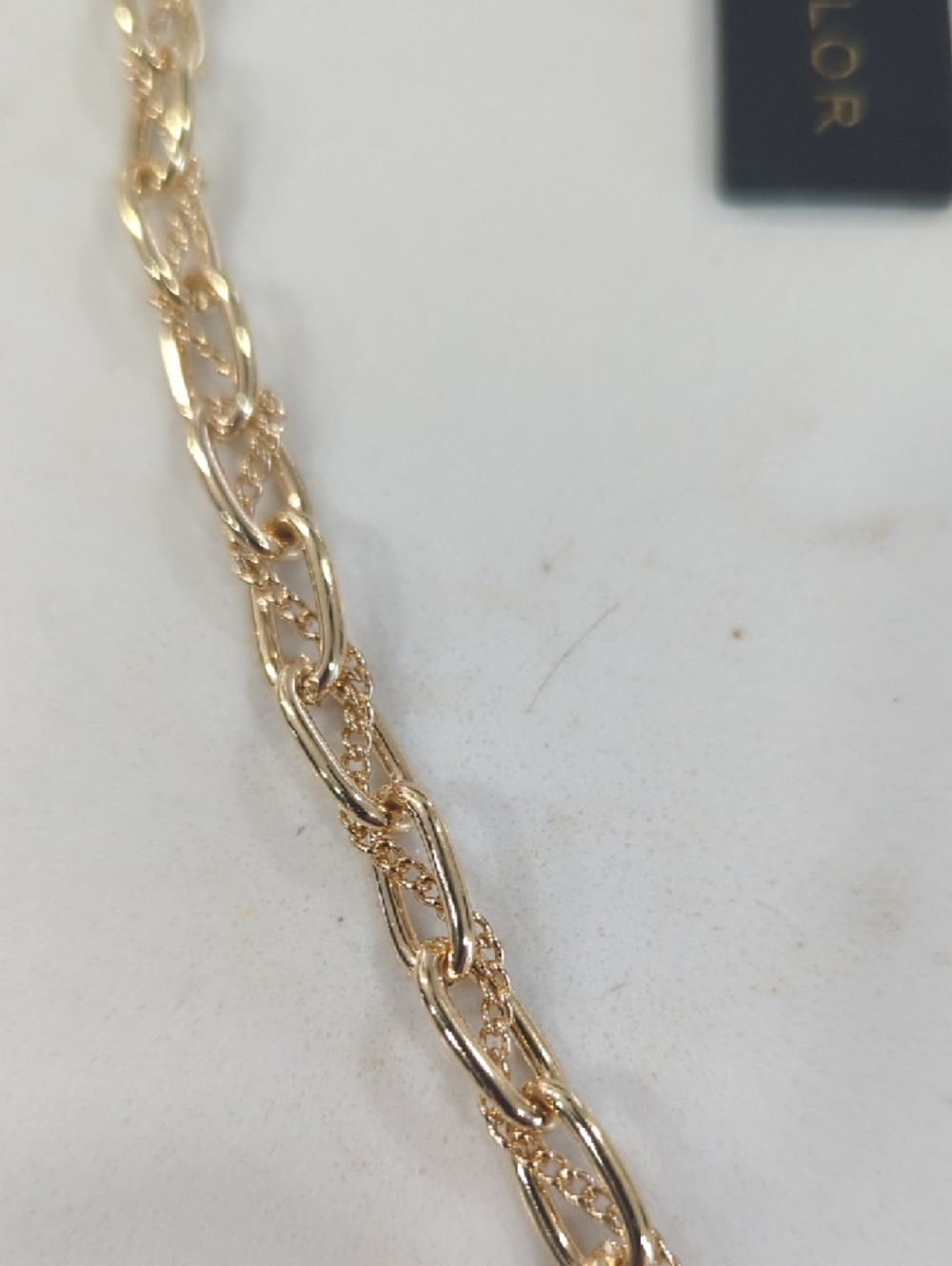 Ann Taylor Gold Chain In Chain Necklace with Pale Blue Crystal Drops - Picture 8 of 9